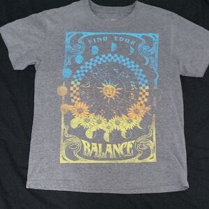 Mighty Fine Gray Tee with Blue and Yellow Graphic